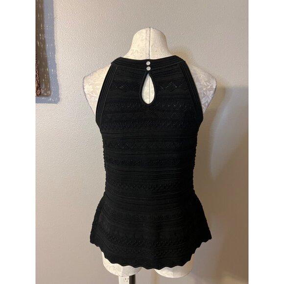 WHBM Top Medium M Washable Stretch Black Textured Sleeveless Washable - Picture 3 of 9
